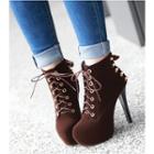 High Heel Lace Up Ankle Boots