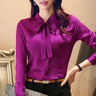 Set: Tie-neck Blouse + Pencil Skirt / Dress Pants