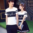 Couple Matching Lettering Short-sleeve T-shirt / Shorts / Mini A-line Skirt