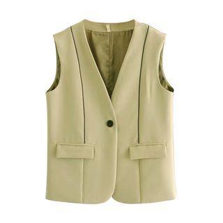 Single-button Striped Vest