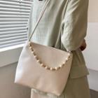 Faux-leather Beaded Shoulder Bag