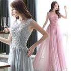 Sleeveless Beaded Evening Gown