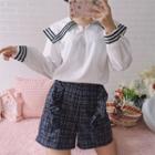 Sailor Collar Blouse / Plaid Shorts
