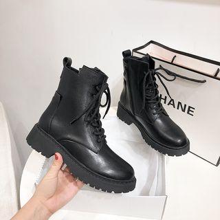 Genuine Leather Platform Lace-up Boots