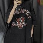 Short-sleeve Lettering Washed T-shirt