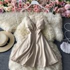 Spaghetti Strap Plain A-line Mini Dress