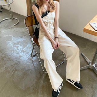 Print Straight-leg Jumper Pants Almond - One Size