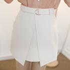 Wrap-front Mini Skirt With Belt