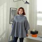 Knit-panel Crystal-pleat Top