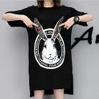 Rabbit Print Elbow Sleeve T-shirt Dress