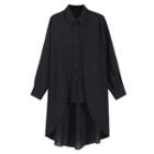 Asymmetrical Chiffon Shirt Black - One Size