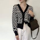 Long-sleeve Pattern Printed Cardigan As Shown In Figure - One Size