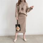 Set: High-neck Oversized Sweater + Long Pencil Skirt
