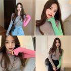 Color-block Slim-fit Long-sleeve T-shirt
