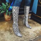 Pointy-toe Long Boots In 2 Designs