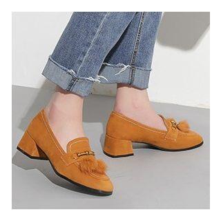 Block Heel Faux-suede Tasseled Loafers