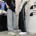 Side Printed Wide-leg Pants