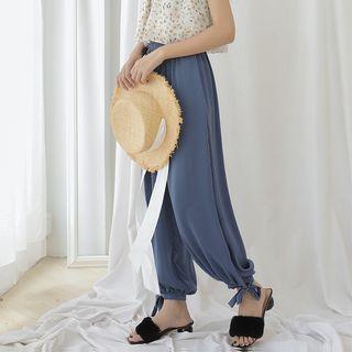 High-waist Bow Loose Fit Pants