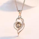 925 Sterling Silver Rhinestone Accent Deformation Heart Necklace