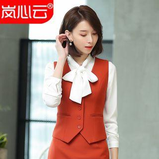 Vest / Dress Pants / Mini Pencil Skirt / Bow Accent Long-sleeve Blouse / Shirt / Set