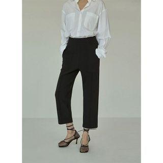 Seam-trim Straight-leg Dress Pants