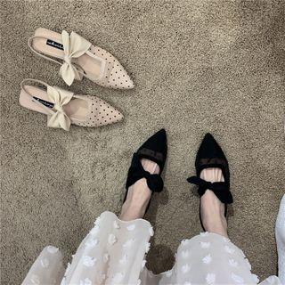 Dotted Mesh Pointed Slingback Sandals