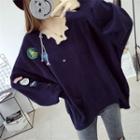 Applique Ripped Sweater