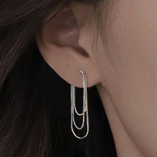 Layered Chain Earring 1 Pc - 3 Layer Snake Bone Chain Earring - Silver - One Size