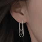 Layered Chain Earring 1 Pc - 3 Layer Snake Bone Chain Earring - Silver - One Size