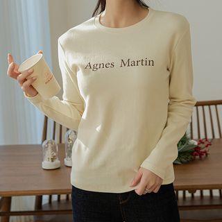 Round-neck Fleece Letter T-shirt
