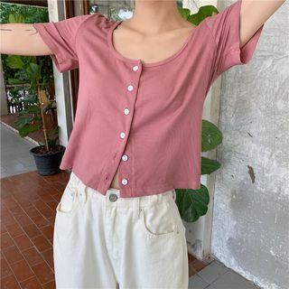 Short-sleeve Button Top