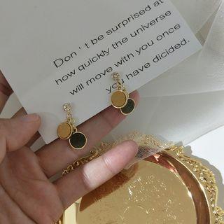 Faux Leather Disc Drop Earring