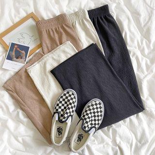 Plain Wide-leg Ruched Pants