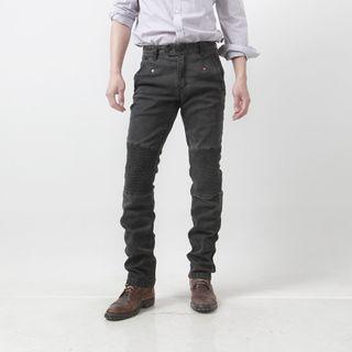 Rib-knee Straight-cut Jeans