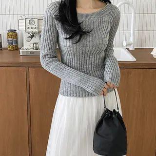 Raglan Slim-fit Rib-knit Top