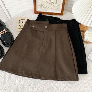 Asymmetrical Faux-suede Mini Skirt