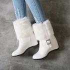 Faux Leather Hidden Wedge Ankle Snow Boots
