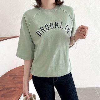 Reglan-sleeve Letter Print Sweatshirt