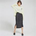 Crinkled H-line Satin Midi Skirt