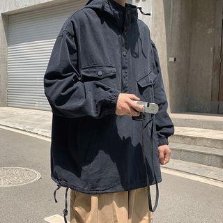 Half-button Hooded Top