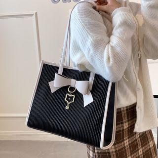 Bow Faux Leather Tote Bag