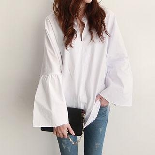 Mandarin-collar Bell-sleeve Top