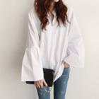 Mandarin-collar Bell-sleeve Top