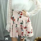 Floral Patterned High-waist A-line Skirt