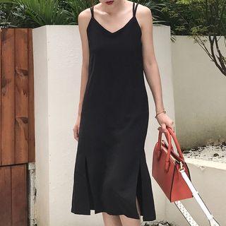 Cross Back Spaghetti Strap Dress / Plain Cardigan