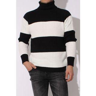 Color-block Turtle-neck Sweater