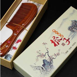 Printed Wooden Hair Comb Brown - One Size