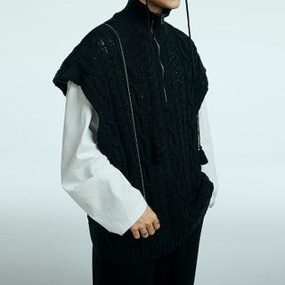 Mock-neck Zip-accent Sweater Vest