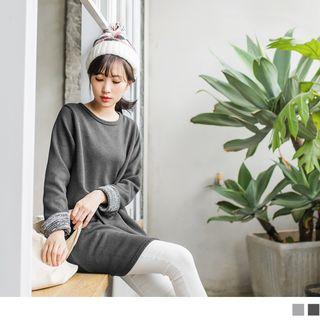 Contrast Lining Fleece Tunic Top