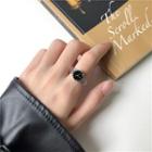 Alloy Bracelet Watch Style Ring Black & Silver - One Size